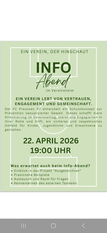Info-Abend bei O7-  das Thema: Prävention sexualisierte Gewalt im Verein
