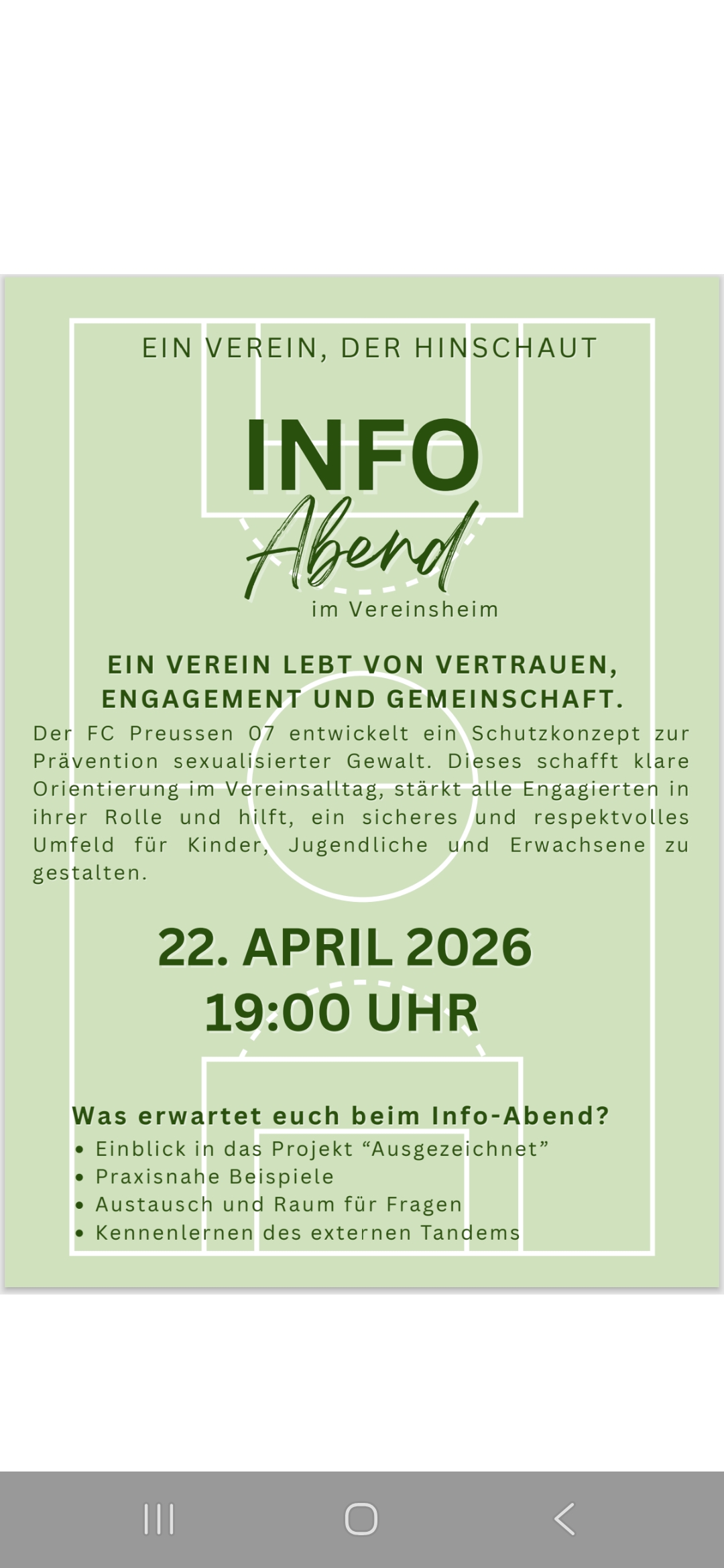 Info-Abend bei O7-  das Thema: Prävention sexualisierte Gewalt im Verein