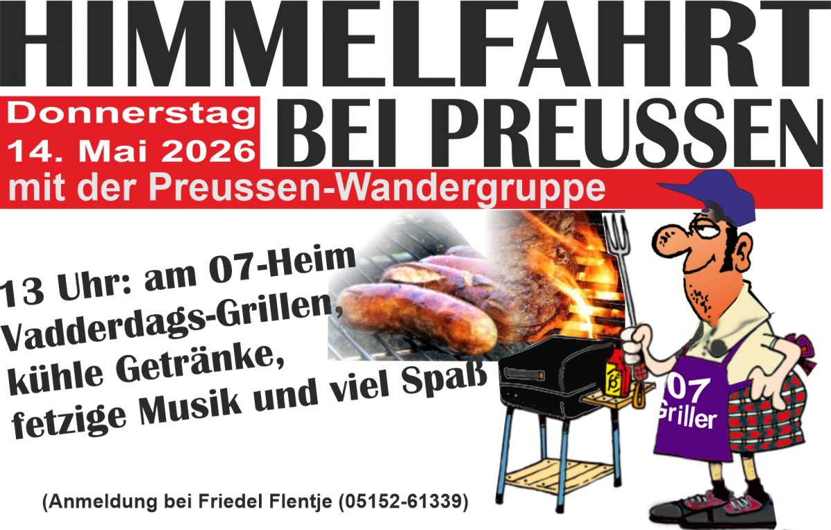 Himmelfahrtstag: Auch in diesem Jahr wieder Grillen & mehr an unserem Vereinsheim
