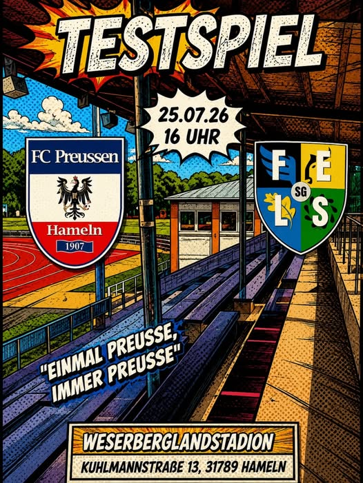 Saison-Vorbereitung 26/27,  Samstag, 16 Uhr: Testspiel gegen die SG FELS (Lügde)